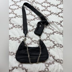 Black Crossbody Bag with Chain Detail